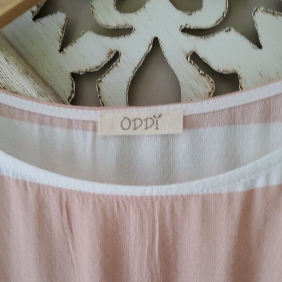 Oddy Women's Short Sleeve Dolman T-Shirt Tie Elastic Waist Midi Dress in Peach - Picture 7 of 9